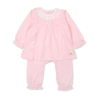 A Pink Pyjama Sets from Organic Mom in size 2T for girl. (Front View)