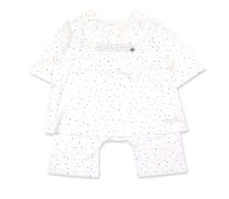 A White Pyjama Sets from Organic Mom in size 3T for girl. (Front View)