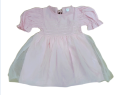 A Pink Short Sleeve Dresses from Momo Ann in size 5T for girl. (Front View)