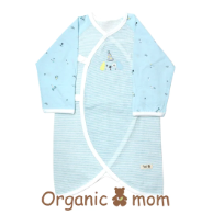 A Blue Short Sleeve Rompers from Organic Mom in size 0-3M for neutral. (Front View)