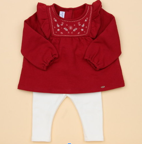 A Red Pants Sets from Happyland in size 12-18M for girl. (Front View)