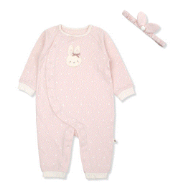 A Pink Long Sleeve Jumpsuits from Organic Mom in size 6-12M for girl. (Front View)