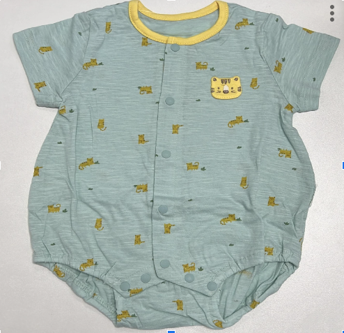 A Blue Short Sleeve Bodysuits from Happyland in size 3-6M for boy. (Front View)