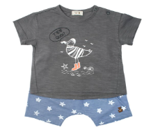 A Grey Shorts Sets from Organic Mom in size 6-12M for boy. (Front View)