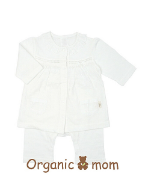 A White Pyjama Sets from Organic Mom in size 12-18M for girl. (Front View)