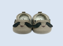 A Grey Slip Ons from Organic Mom in size 18-24M for boy. (Front View)