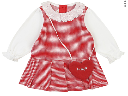 A Red Long Sleeve Dresses from Happyland in size 18-24M for girl. (Front View)
