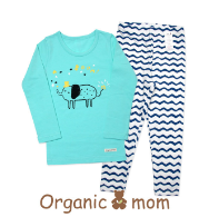 A Blue Pyjama Sets from Organic Mom in size 11Y for neutral. (Front View)