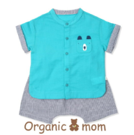 A Blue Shorts Sets from Organic Mom in size 12-18M for boy. (Front View)