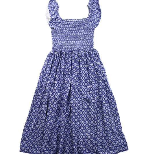 A Blue Sleeveless Dresses from Boden in size 5T for girl. (Front View)