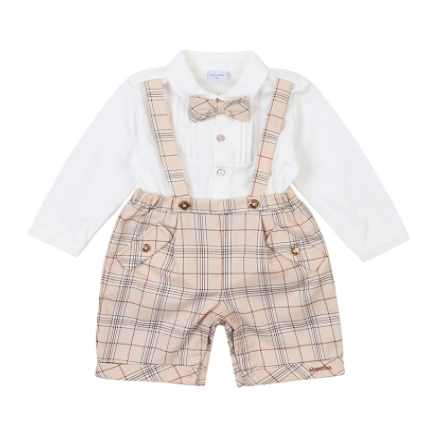 A Beige Pants Sets from Happyland in size 6-12M for boy. (Front View)