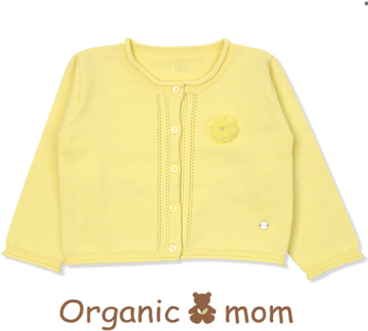 A Yellow Cardigans from Organic Mom in size 5T for girl. (Front View)
