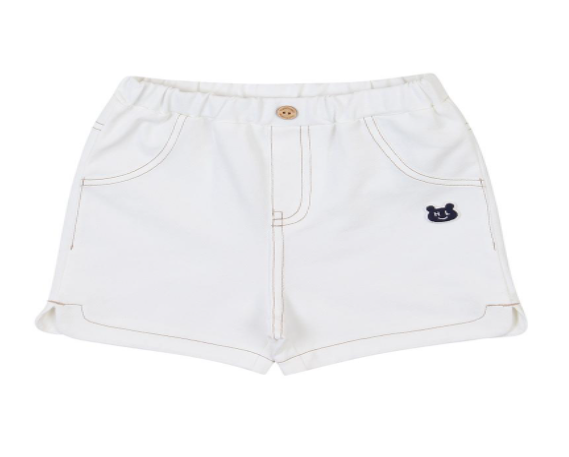 A White Shorts from Happyland in size 3T for girl. (Front View)