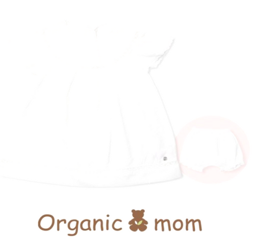 A White Pyjama Sets from Organic Mom in size 6-12M for girl. (Front View)