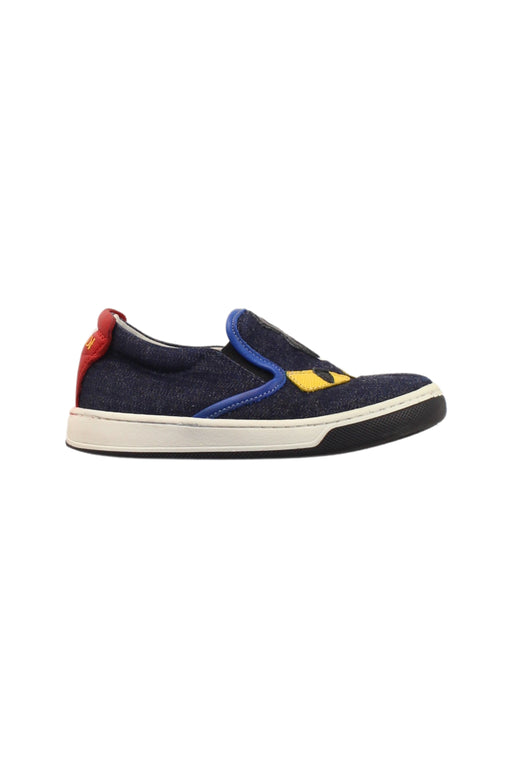 A Blue Slip Ons from Fendi in size 4T for boy. (Front View)
