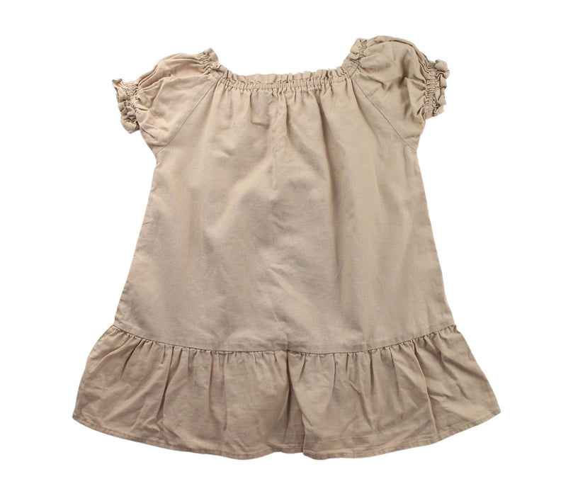 A Beige Short Sleeve Dresses from Seed in size 3T for girl. (Back View)