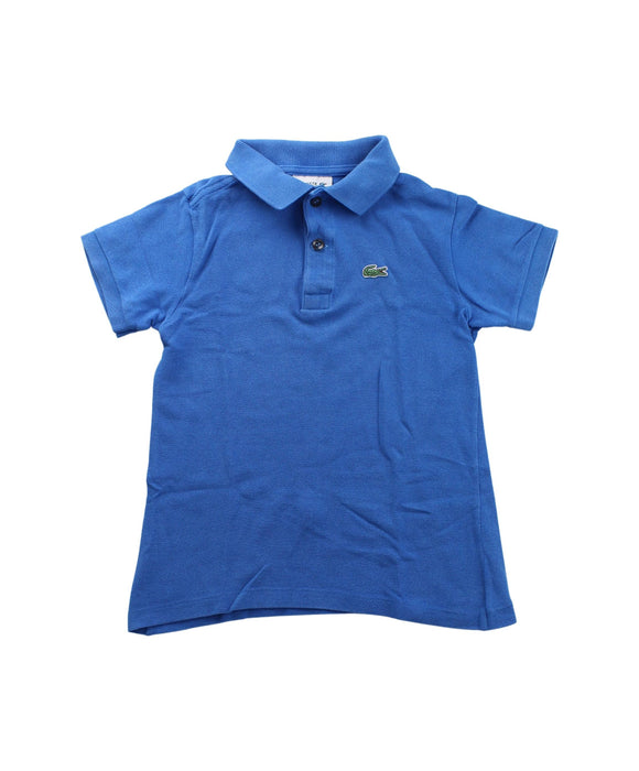 A Blue Short Sleeve Polos from Lacoste in size 6T for boy. (Front View)