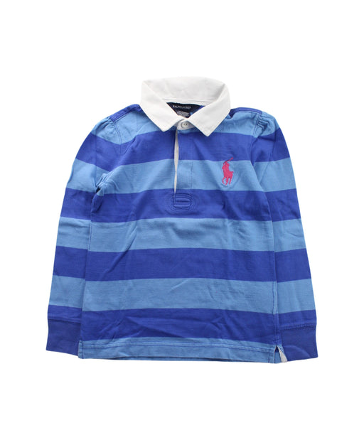 A Blue Long Sleeve Polos from Ralph Lauren in size 6T for boy. (Front View)