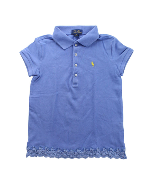 A Blue Short Sleeve Polos from Polo Ralph Lauren in size 6T for boy. (Front View)