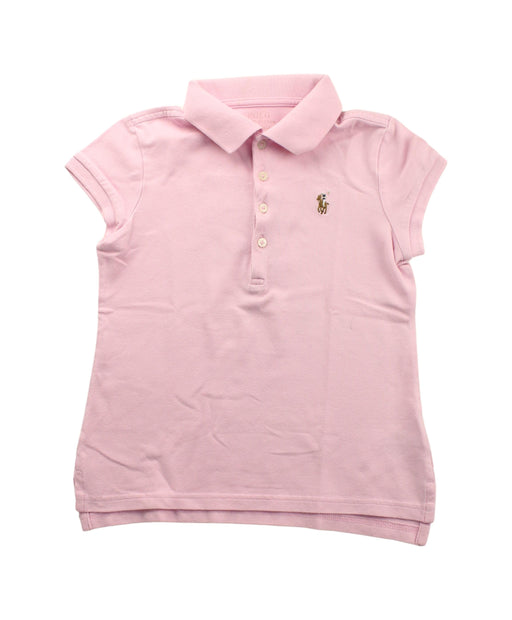 A Pink Short Sleeve Polos from Polo Ralph Lauren in size 6T for girl. (Front View)