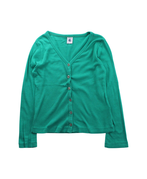 A Green Cardigans from Petit Bateau in size 6T for girl. (Front View)
