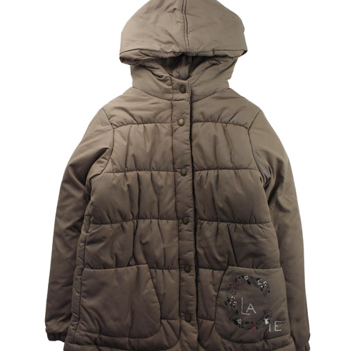 A Beige Puffer/Quilted Jackets from La Compagnie des Petits in size 12Y for boy. (Front View)