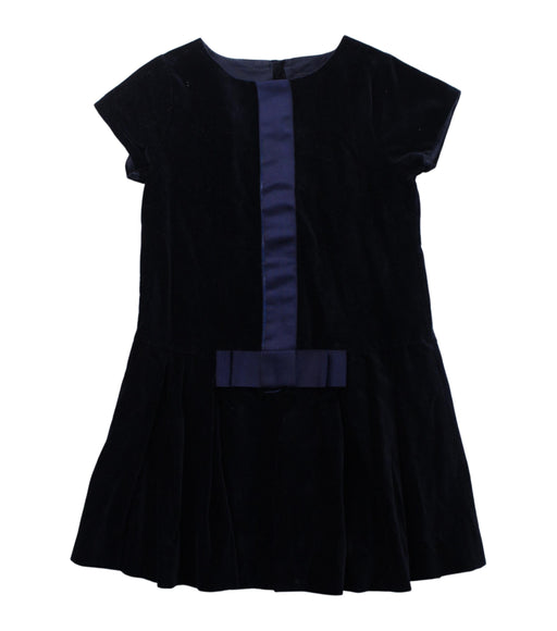A Navy Short Sleeve Dresses from Jacadi in size 6T for girl. (Front View)