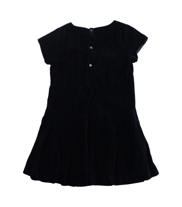A Navy Short Sleeve Dresses from Jacadi in size 6T for girl. (Back View)