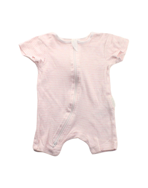 A Pink Short Sleeve Rompers from Purebaby in size 3-6M for girl. (Front View)