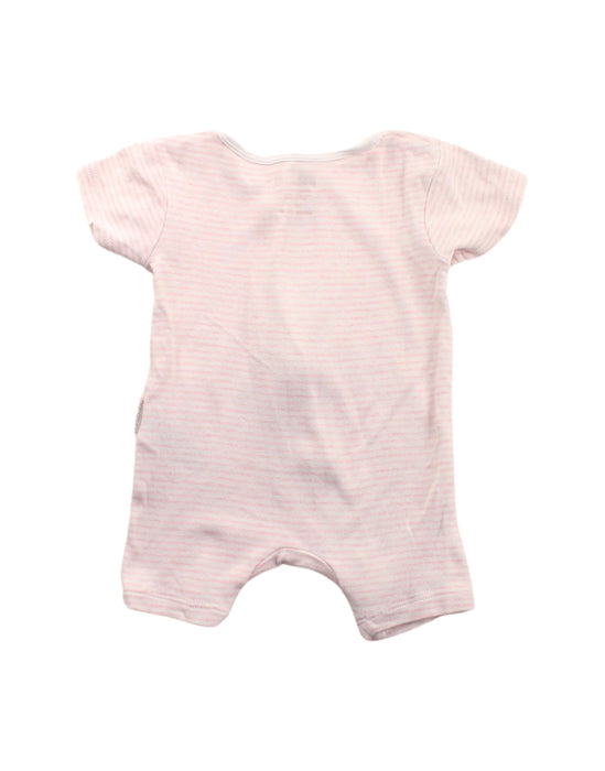 A Pink Short Sleeve Rompers from Purebaby in size 3-6M for girl. (Back View)