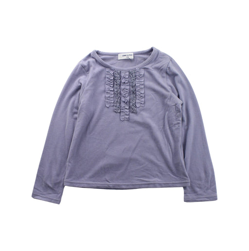 A Purple Long Sleeve Tops from Comme Ca Ism in size 4T for girl. (Front View)