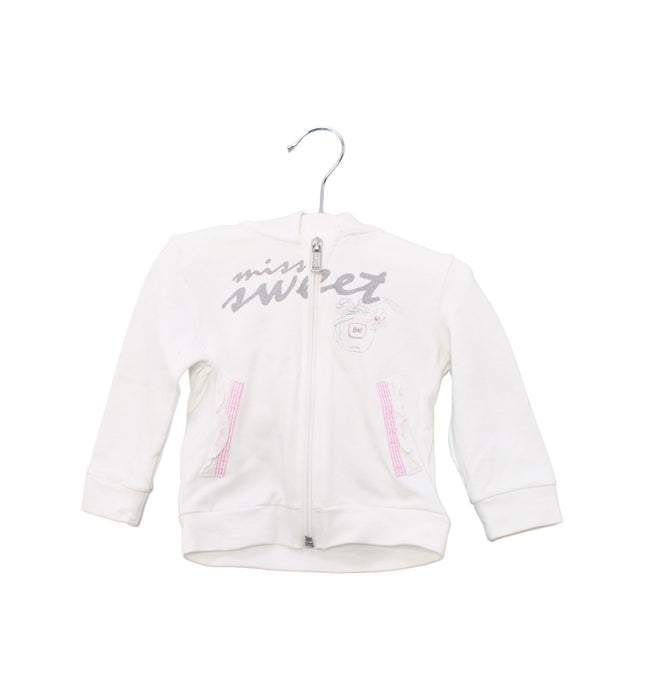 A Pink Zippered Sweatshirts from EMC in size 3-6M for girl. (Front View)