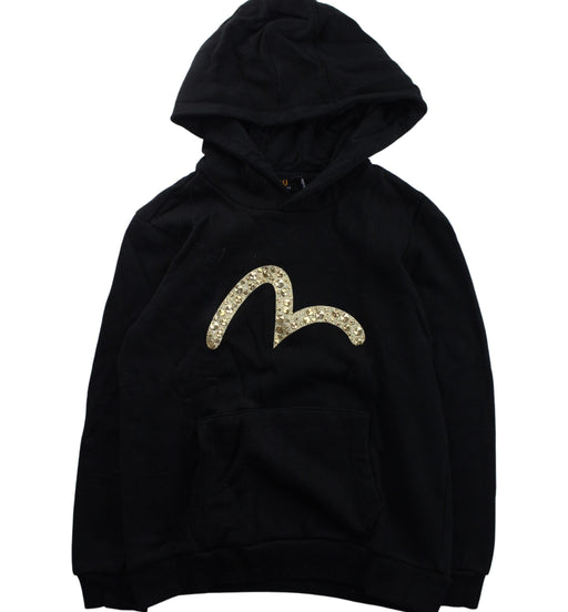 A Black Hooded Sweatshirts from Evisu in size 7Y for girl. (Front View)