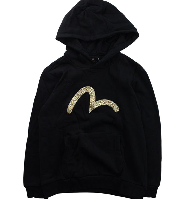 A Black Hooded Sweatshirts from Evisu in size 7Y for girl. (Front View)