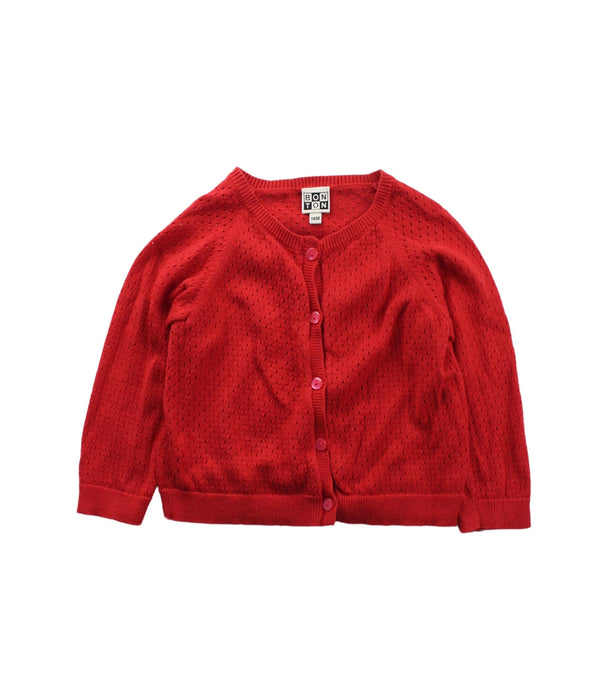 A Red Cardigans from Bonton in size 12-18M for girl. (Front View)