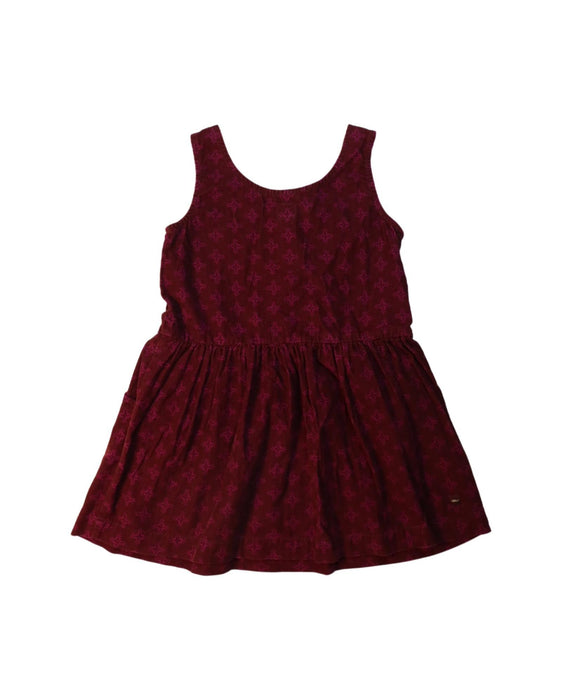 A Red Sleeveless Dresses from Tea in size 3T for girl. (Back View)