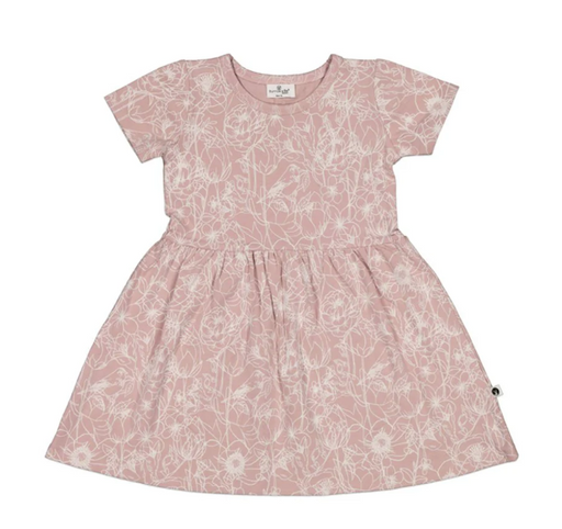 A Pink Short Sleeve Dresses from Burrow & Be in size 12-18M for girl. (Front View)