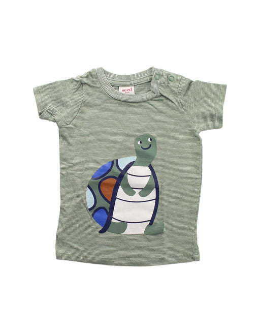 A Green Short Sleeve T Shirts from Seed in size 0-3M for boy. (Front View)
