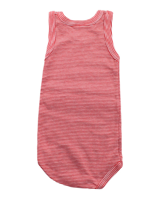 A Red Sleeveless Bodysuits from Petit Bateau in size 6-12M for boy. (Back View)