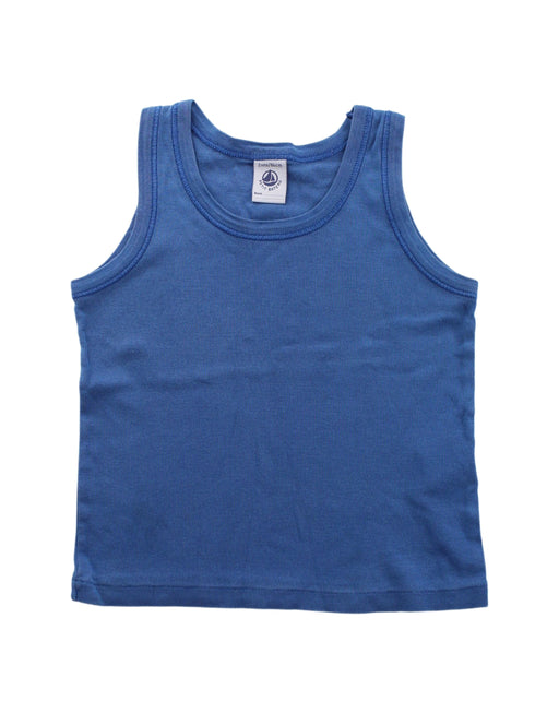 A Blue Sleeveless T Shirts from Petit Bateau in size 2T for boy. (Front View)