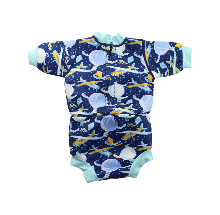 A Blue Wetsuits from Splash About in size 6-12M for boy. (Back View)