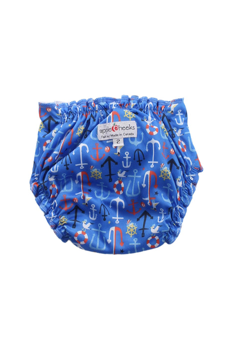 A Blue Swim Diapers from Apple Cheeks in size 2T for boy. (Back View)