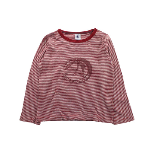 A Red Long Sleeve T Shirts from Petit Bateau in size 6T for girl. (Front View)