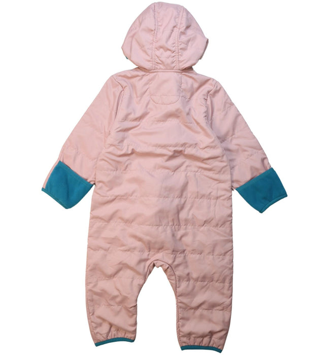 A Pink Snowsuits from Kathmandu in size 6-12M for girl. (Back View)