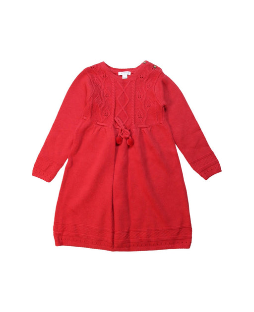 A Red Long Sleeve Dresses from Purebaby in size 3T for girl. (Front View)