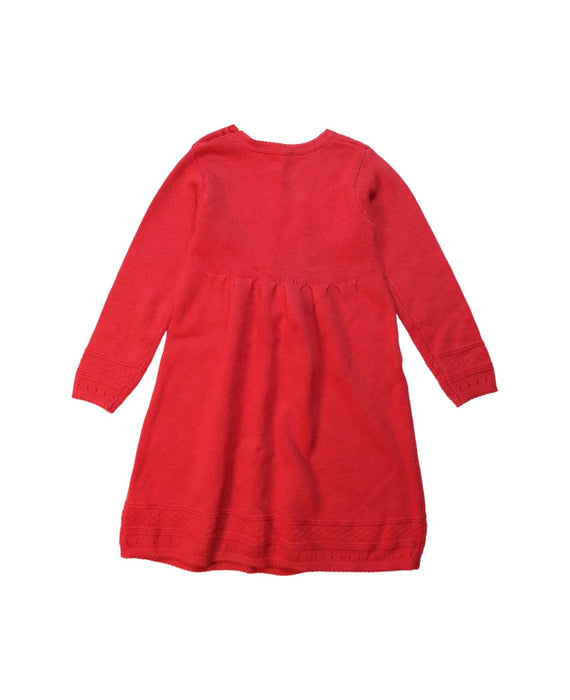 A Red Long Sleeve Dresses from Purebaby in size 3T for girl. (Back View)
