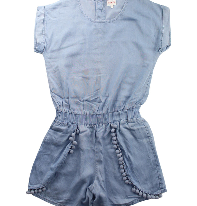 A Blue Short Sleeve Rompers from Seed in size 10Y for girl. (Front View)