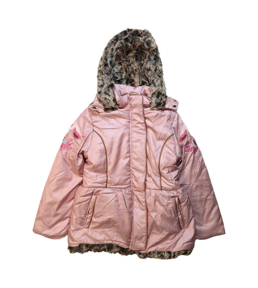 A Pink Puffer/Quilted Jackets from Catimini in size 6T for girl. (Front View)