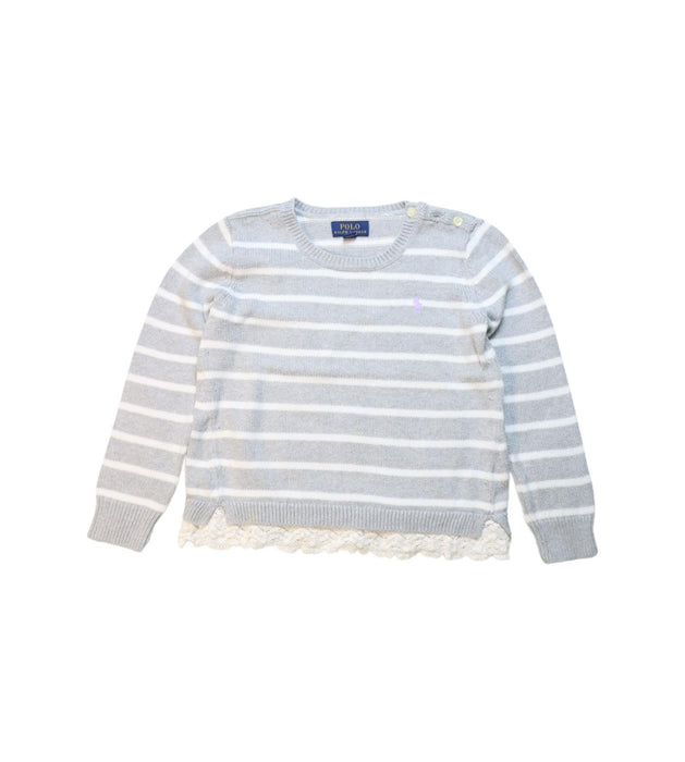 A Grey Long Sleeve Tops from Polo Ralph Lauren in size 6T for girl. (Front View)
