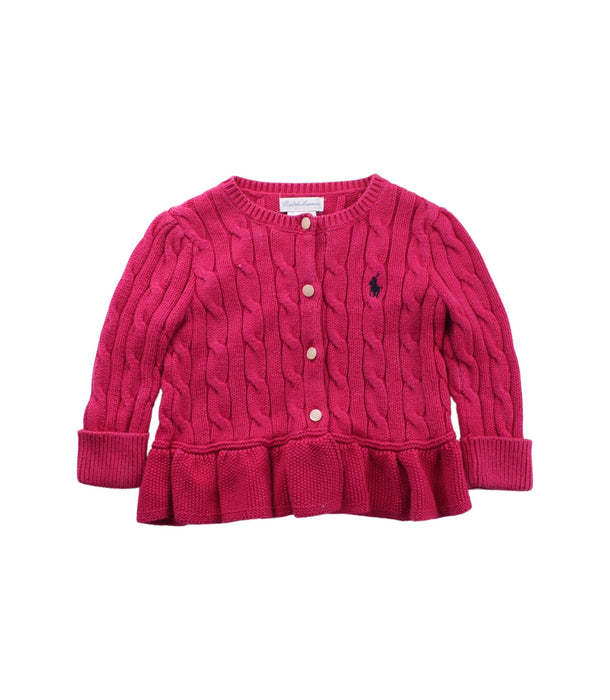 A Pink Cardigans from Ralph Lauren in size 6-12M for girl. (Front View)